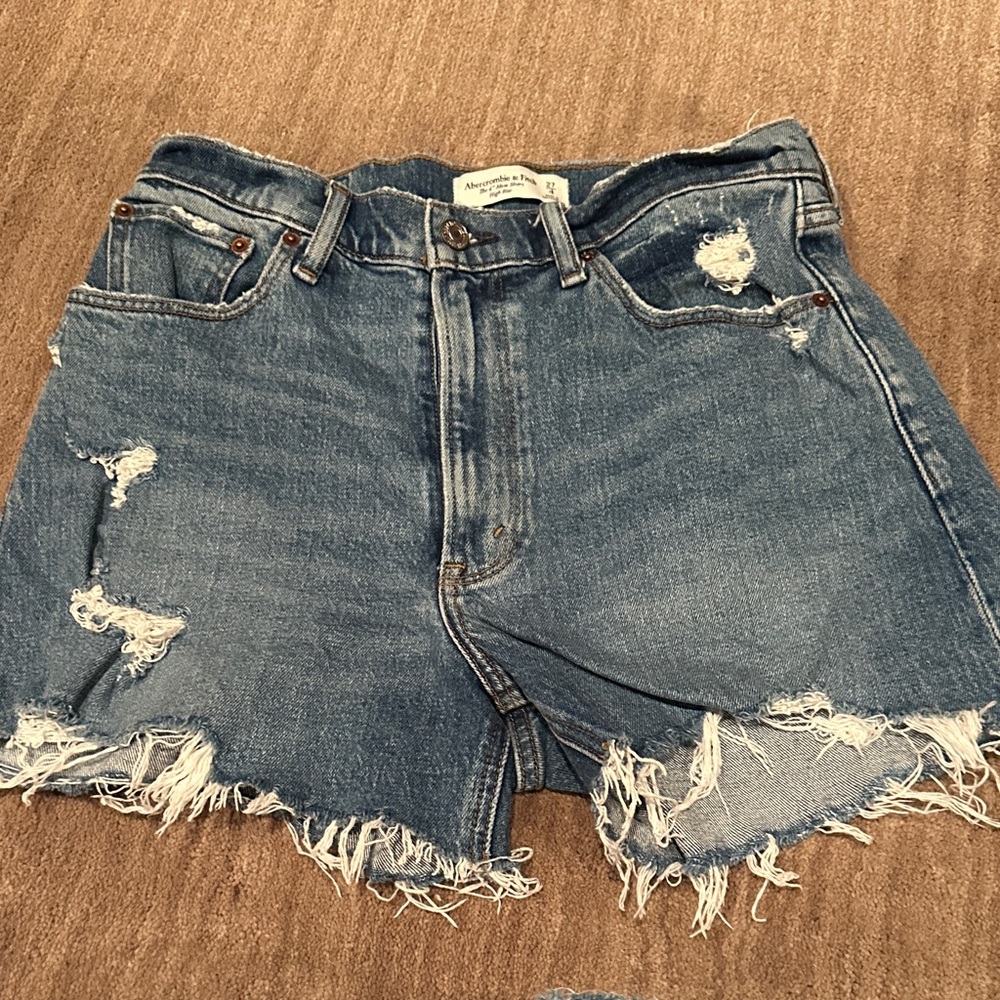 Abercrombie & Fitch Distressed Denim Cutoff Shorts - Blue